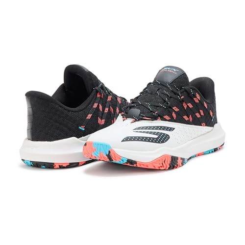Skechers Men's Viper Court Rally Pickleball Sneaker, White/Pink/Light Blue, 8.5
