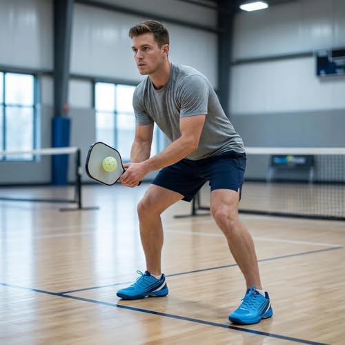 RBEUT Men's Pickleball Shoes, Breathable Cushioned Tennis & Racquetball Court Sneakers, Anti-Slip, Lightweight Comfort for Outdoor Sports Blue