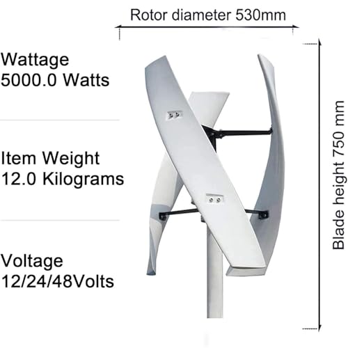 6000W Wind Turbine Kit - Vertical 3-Blade Low-Speed Wind Generator with Controller for Home Renewable Energy Solutions & Off-Grid Power Systems