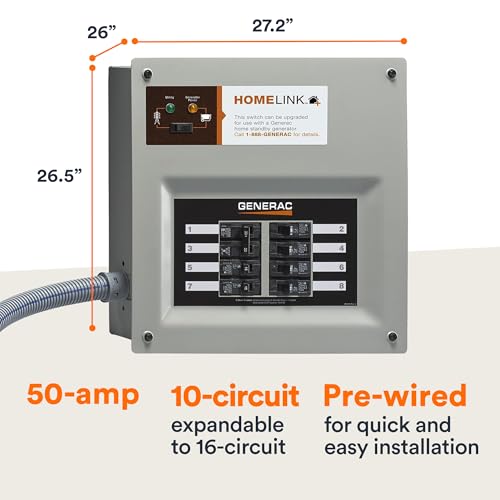 Generac 9854 HomeLink 50-Amp Indoor Pre-Wired Manual Transfer Switch Kit: Seamless Power Transition for Your Home