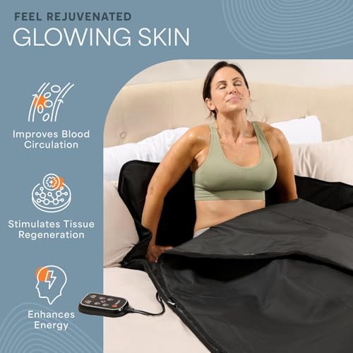 Lifepro Infrared Sauna Blanket for Detox & Relaxation – Portable Far Infrared at Home Sauna for Detox, Muscle Tension Release and Recovery – RejuvaWrap Series with Adjustable Heat Settings