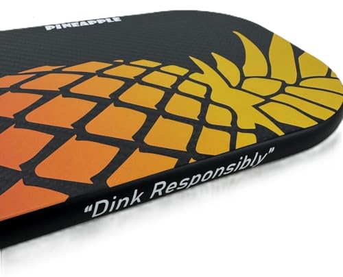 Pineapple Pickleball Paddle (Intermediate/Advanced Model) Elongated, edgeless, 3K Carbon Fiber Face, 16MM Thermoformed Honey Comb Core (Orange/Yellow)