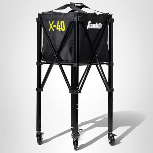 Franklin Sports Portable Pickleball Hopper + Carry Bag - (100) Ball Pickleball Caddy + Travel Basket with Wheels - Easy Storage + Transportation to Court - Easy Assembly + Durable Construction