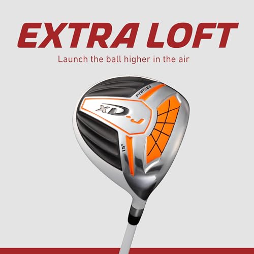 Precise XD-J Kids Golf Clubs Set – Boys’ & Girls’ Junior Golf Set with Lightweight Graphite Shafts, Hybrid, Putter & Stand Bag - Orange Ages 3-5 – Right-Handed