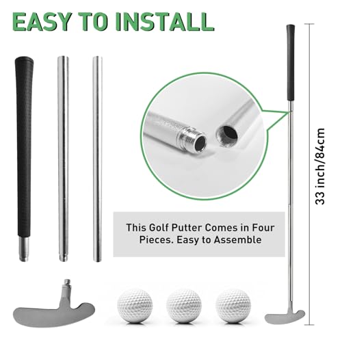 QPPKI Golf Putter - 33" Two-Way Putter for Left/Right Hand, with Practice Balls, Golf Combo Set for Men's Women's Kids, Indoor Outdoor Use