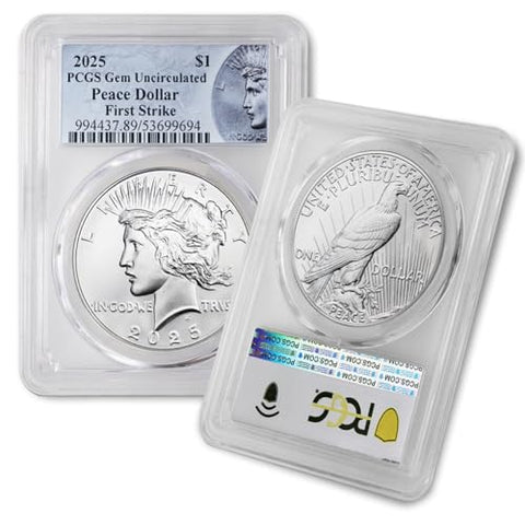 2025 - American Silver Peace Dollar Coin Gem Uncirculated (First Strike) $1 PCGS GEMUNC