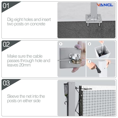VANCL Surface Mount Pickleball Net System Heavy-Duty Rust-Proof Alumin ...