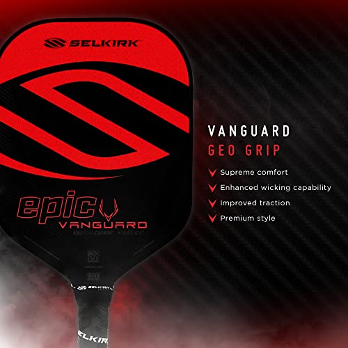 Selkirk Sport Vanguard Hybrid Factory Second Pickleball Paddles | Carbon Fiber Pickleball Paddle with a Polypropylene X5 Core | Pickleball Rackets Made in The USA | Invikta Lightweight, Crimson Black