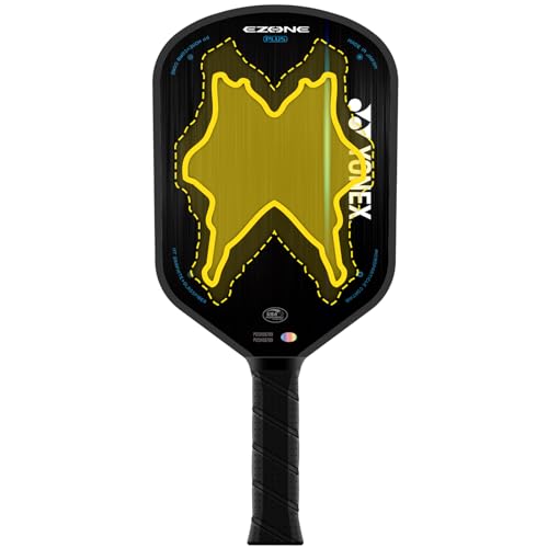 YONEX EZONE Plus Midweight Durable 7.4" Width Black Pickleball Paddle with 5" Grip | PP Honeycomb Core, Glassfiber, Microparticle Coating & Carbon Fiber | for Beginner-Intermediate