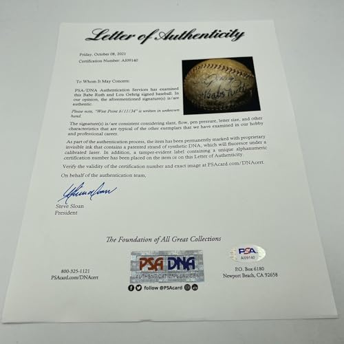 Stunning Babe Ruth & Lou Gehrig Signed American League Baseball PSA DNA & JSA - Autographed Baseballs