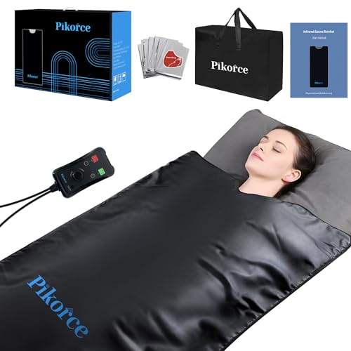 Pikorce Infrared Sauna Blanket for Home Use – Full Body Detox & Relaxation | 113-176℉ Adjustable | 6 ft x 2.65 ft, Leather Portable Far Infrared Stress Relief Heated PU Sauna Bag for Body Recovery