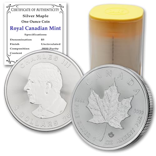 2025 - Lot of (25) 1 oz Canadian Maple Leaf Silver Coins Brilliant Uncirculated with Certificates of Authenticity $5 Seller BU