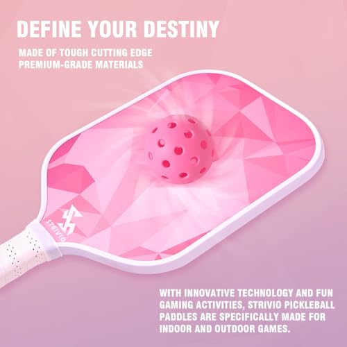 Strivio Pickleball Paddles Set of 2, Light Weight T700 Carbon Graphite Pickleball Paddles with 4 Balls and 1 Table Tennis Bag for Beginners & Pros