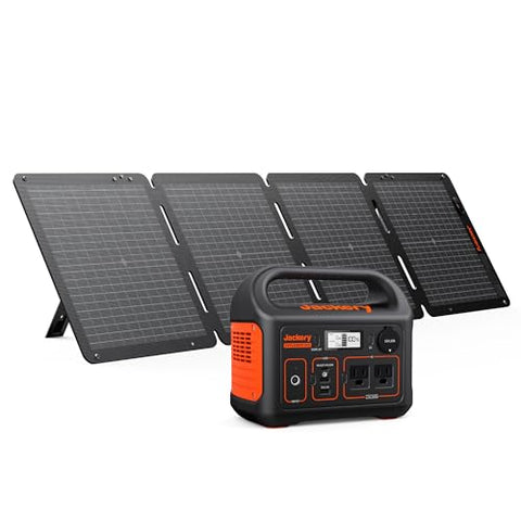 Jackery Solar Generator 300, 293Wh Backup Lithium Battery with 1XSolar Panel SolarSaga 100W, 110V/300W Pure Sine Wave AC Outlet for RV Outdoors Camping Travel Blackout