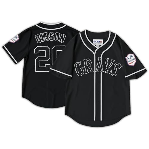 UNLC Josh Gibson #20 Homestead Black Baseball Jersey – Authentic Throwback with Sleeve Patch, Stitched Letters, Adult, Large