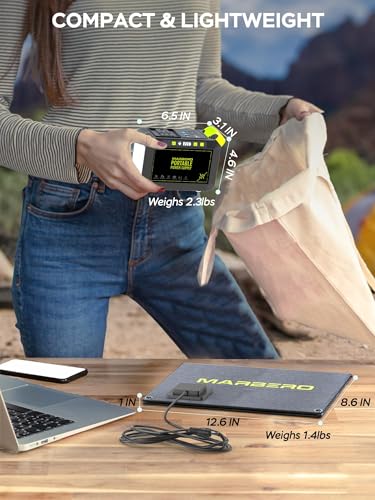 MARBERO 88.8Wh Solar Generator with 21W Solar Panel Included Portable Power Station 80W 110V 120W Max for Camping Outdoor Hiking Fishing Emergency