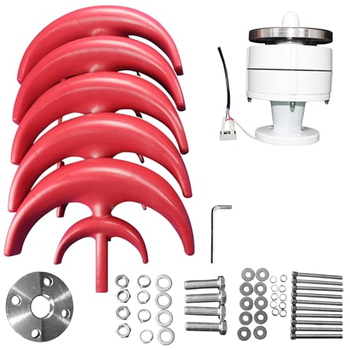 balurukt 4500W Wind Turbines Generator,12V 5-Blade Vertical Axis Wind Turbines Generator Kit,Electricity Producer Equipment Red,for Home Hybrids Streetlight Use, Fast Delivery from USA Red