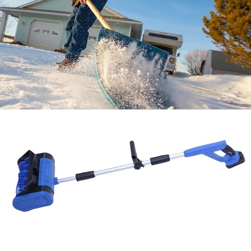 NOENNULL Cordless Snow Shovel, 12 Inch 500W Electric Snow Shovel with Nylon Roller Brush, Aluminum Telescopic Pipe Snow Removal Shovel with 30.5cm Clearing Width 4000mAh Li Battery for