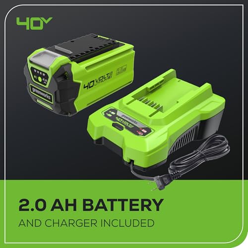 Greenworks 40V Leaf Blower/Sweeper, 150 MPH / 135 CFM, Lightweight, Quiet, with 2.0 Ah Battery and Charger, Perfect for Residential Lawn Care, Leaf Blowing Debris, Dust, Light Snow, and More