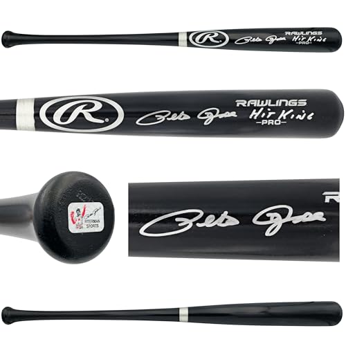 Pete Rose Autographed Black R.a.w.l.i.n.g.s Pro Baseball Bat "Hit King" PR Holo Stock #228075