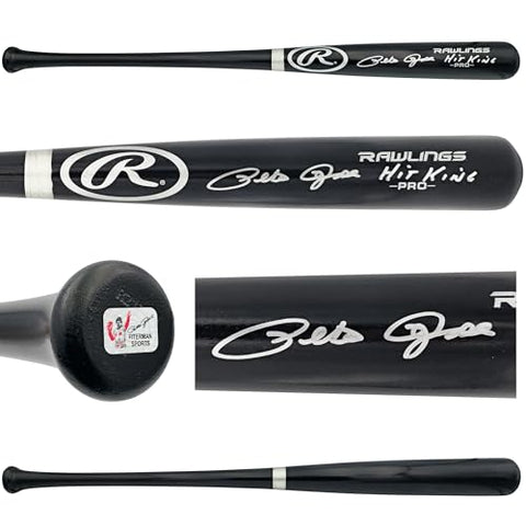 Pete Rose Autographed Black R.a.w.l.i.n.g.s Pro Baseball Bat "Hit King" PR Holo Stock #228075