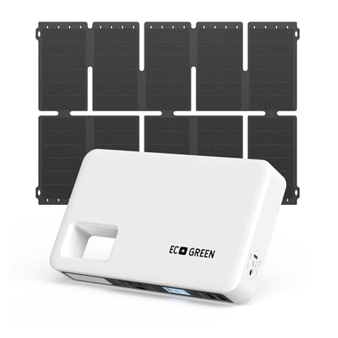Portable Solar Generator 97Wh with 34W Solar Panels, 97Wh Battery Bank with USB-C Type C Fast Charging & LED Light 25.3% High-Efficiency for Camping