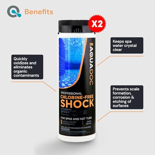 Aquadoc Non-Chlorine Spa Shock for Hot Tub - 32oz (2 Pack) - Chlorine Free Treatment & Enhanced Shock to Assist Bromine - Made in USA