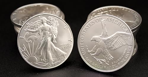 1986 - Present (Random Year) Lot of (5) 1 oz Silver American Eagle Coins Brilliant Uncirculated (Type 1 or 2) with Certificates of Authenticity $1 Seller BU