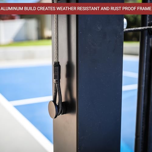 Dominator PRO MAX Black Portable Pickleball Net - Heavy Duty USAPA Compliant Portable Regulation Pickleball Net - Indoor/Outdoor Aluminum Rust Proof Frame w/Adjustable Net Tension & Locking Wheels