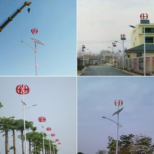 balurukt 4500W Wind Turbines Generator,12V 5-Blade Vertical Axis Wind Turbines Generator Kit,Electricity Producer Equipment Red,for Home Hybrids Streetlight Use, Fast Delivery from USA Red