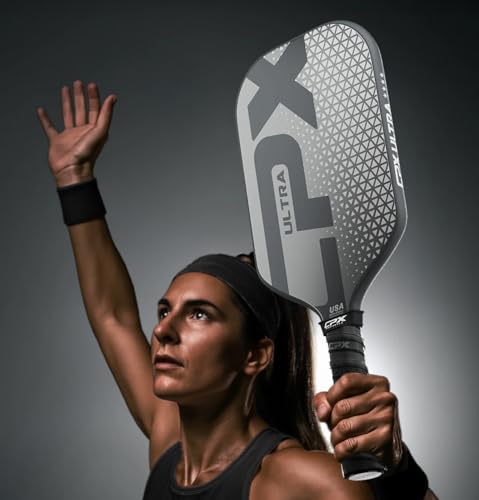 CPX Ultra Series Fiber-Reinforced Friction Surface Pickleball Paddle - 16mm Polypropylene Honeycomb Core, Lightweight for Speed (Titanium)