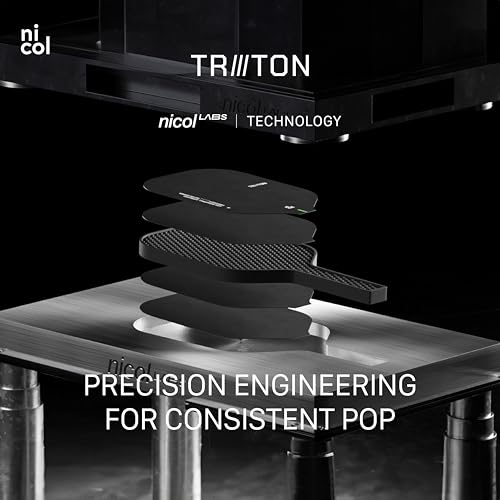 Pickleball Paddle by Nicol 2025 Triton | Fiberglass Hybrid Surface | Control Paddles X8 PolyCore | Lightweight 14MM Racket with Ergonomic Grip | Power Racquet (Green)