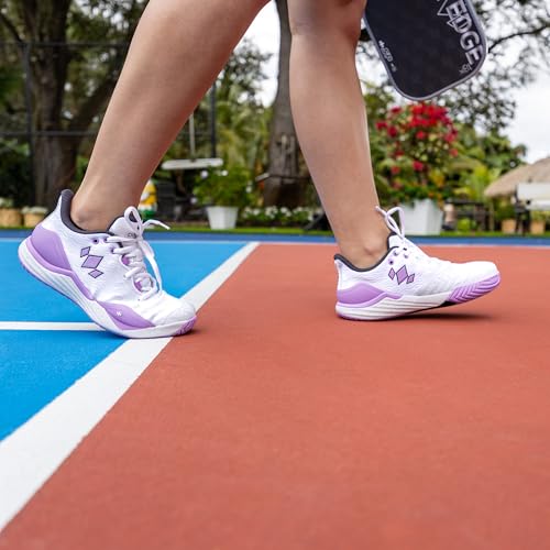 Diadem Court Burst | Women's Pickleball & Tennis Shoes for Stability, Speed, Performance & Comfort, White and Purple, US Size M6 / W7.5