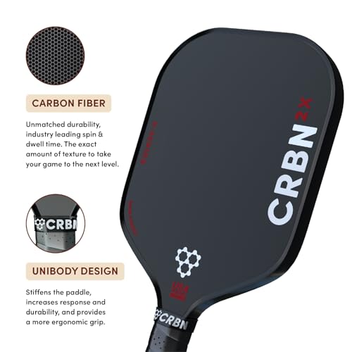 CRBN Pickleball - X Series Power Paddle - Carbon Fiber Pickleball Paddle with Foam Injected Edges for Expanded Sweet Spot (2X, 16mm)