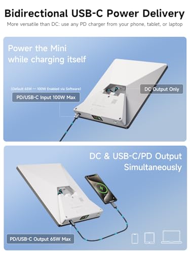 PeakDo LinkPower Power Bank Compatible with Starlink Mini, 27500mAh 99Wh Portable Charger with USB-C Bidirectional Power Delivery, LCD Display, Smart App, DC Cable, Battery Pack for Outdoor & Camping
