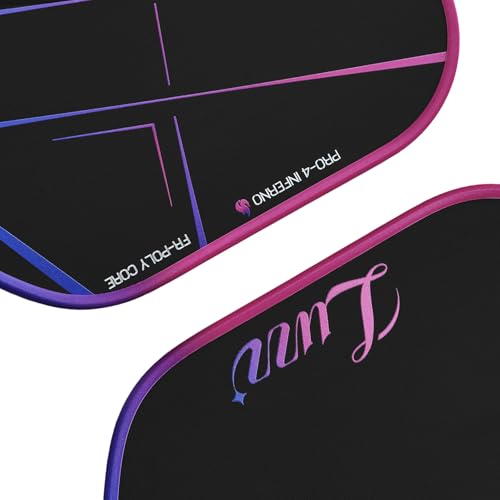 Luzz Pickleball Paddle, Thermoformed Purple Inferno 3D Grooved Carbon Fiber Pickleball Paddles Microporous Polymer Core Exceptional Spin and Power 16mm Composite Pickle Ball Rackets for Players