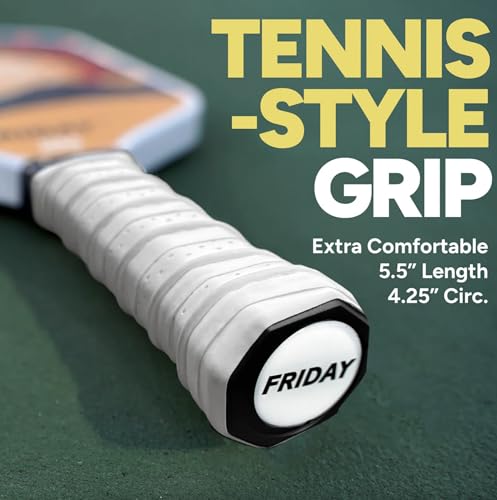 Challenger Friday Paddle, USA Pickleball Tournament Approved, T700 Carbon Fiber, Thermoformed Flat Top Design, Honeycomb Core, Tennis-Style Grip, Gritty Surface for Spin (Haze, 1)