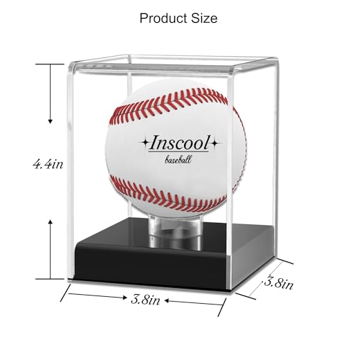 Inscool Acrylic Baseball Display Case, UV Protected Clear Display Cube, Memorabilia Baseball Case (Rounded Base)