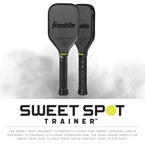 Franklin Sports Sweet Spot Training Pickleball Paddle - The Original Pickleball Trainer Practice Paddle - Mini Head + Extra Long Handle for Shot + Swing Training - 16mm Core + T700 Carbon Face