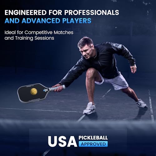 T700 Raw Carbon Fiber Pickleball Paddles, Pickleball Paddles Pro-Level for Aggressive, Offensive Player, Pickleball Paddle with 16mm Polymer Honeycomb Core & Overgrips, Maximum Control & Spin & Power