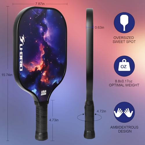 U-BRIO Pickleball Paddles USAP Approved | 16MM Max Sweet Spot | 5-Layer Fiberglass & Edge Guard | PP Honeycomb Shock Absorption | High Forgiveness | Beginner-Friendly Value Bundle