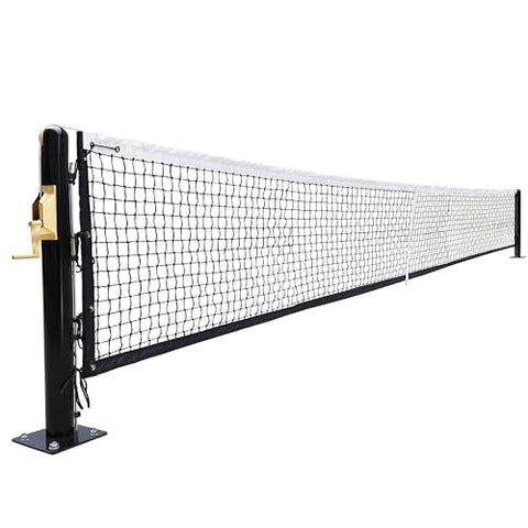 Seliyoo Round Pickleball Post,Steel Pickleball System,Surface Mount,Include Premium-Grade Brass Winder,Net,Idea for Clay or Courts