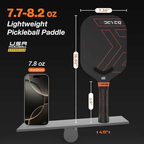 DGYGQ Pickleball Paddles, Carbon Fiber Pickleball Paddle with a 13mm Polypropylene Honeycomb Core, Increased Power for Ultimate Spin & Consistency (Red)