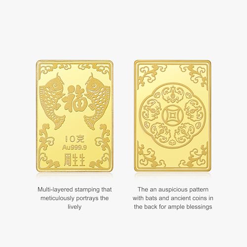 Chow Sang Sang 999.9 24K Solid Gold Price-by-Weight Gold Koi Fish Ingot for Women and Men (10 Grams, 0.35 Oz)