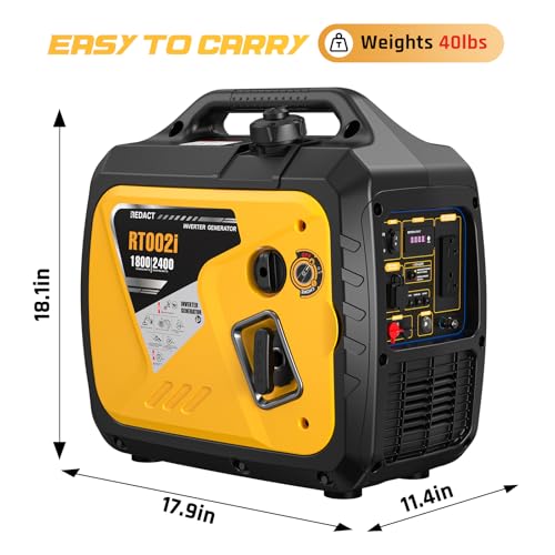 2400 Watts Portable Inverter Generator - Small Gasoline Powered for Home Backup, Camping, RV, Tailgating & Emergencies with CO Protection, Eco Mode, Recoil Start, Parallel Capable