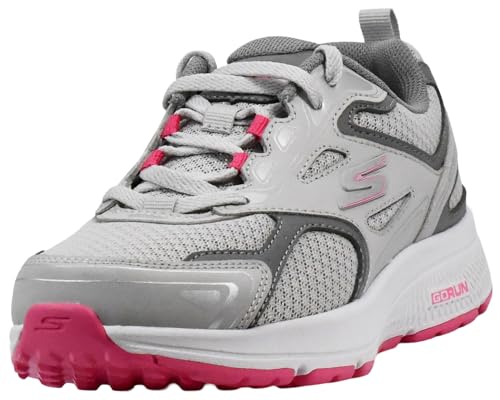 Skechers Women's Go Run Consistent Shoes, Grey/Pink, 7 M