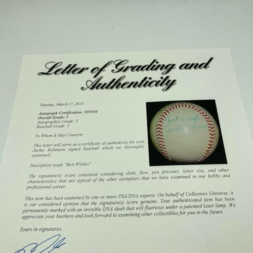Beautiful Jackie Robinson Single Signed Baseball PSA DNA COA - Autographed Baseballs