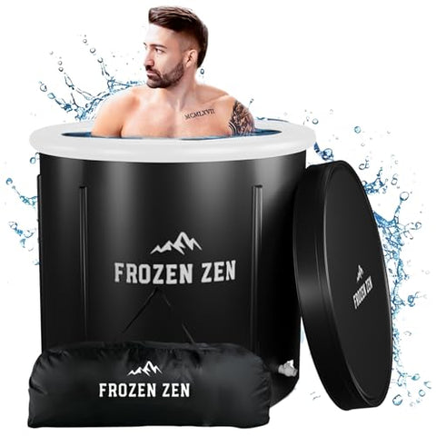 Frozen Zen Ice Bath Tub For Athletes with Lid, XL 105 Gallons Portable Ice Bath, Outdoor Cold Plunge Tub, Large Inflatable Ice Bath, Cold Water Therapy Training (1, white/black)
