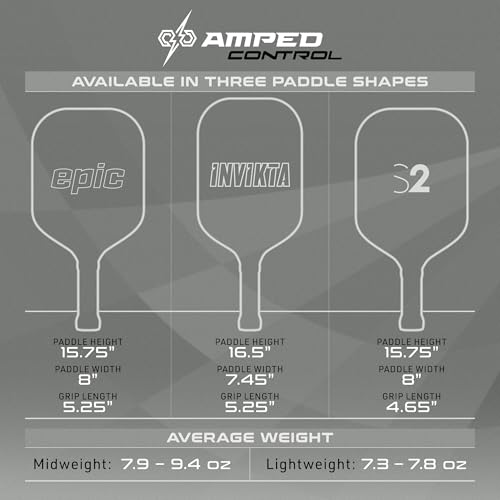 Selkirk Sport Amped Control Pickleball Paddle | Assembled in The USA | Next-Gen FiberFlex+ Face & Ultra Durable Spin Coating | 16mm X5 Core for Unrivaled Precision & Control | Epic Lightweight Gray