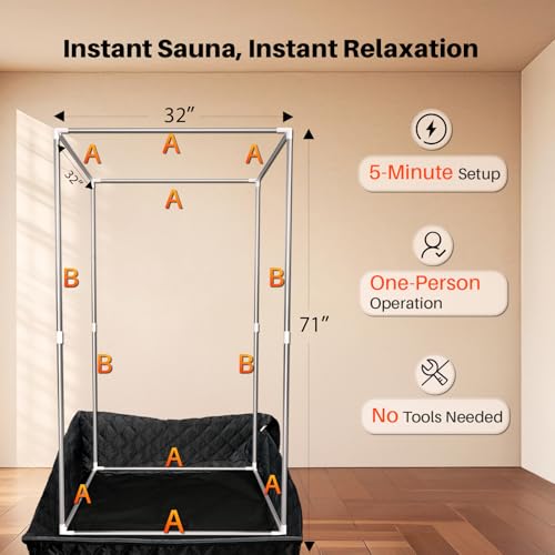TOREAD Portable Steam Sauna Tent for Home, Full Size Sauna Box Portable Sauna for Home, 9 Adjustable Heat Levels, Fast Heating & Foldable Design for Relaxation
